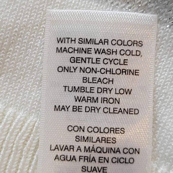 Chicos Striped Sweater Women's 3 Size XL Cream Silver Long Sleeve Turtleneck - Picture 5 of 9